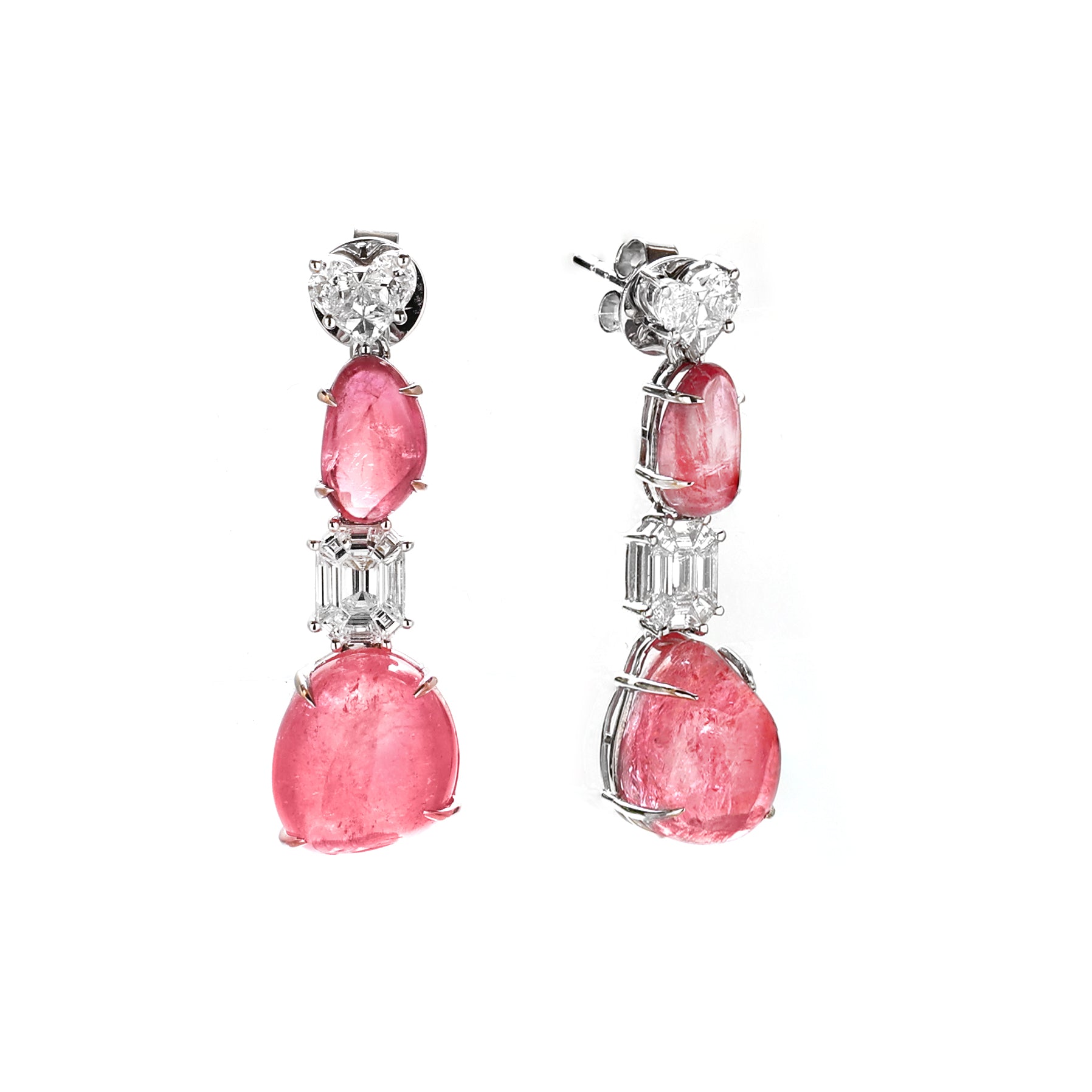 Natural Tourmaline 18K gold earrings close-up detail - NFJSD-1769