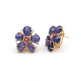 Load image into Gallery viewer, Natural Tourmaline and Tanzanite 18K gold earrings top view - NFJSD-1458
