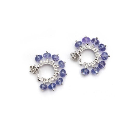 Tanzanite Diamond Hoop Earrings in 14K Gold