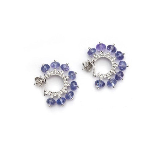 Tanzanite Diamond Hoop Earrings in 14K Gold
